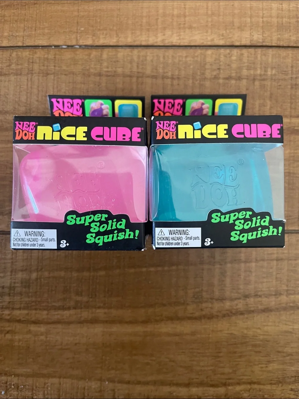 Schylling Needoh Nice Cube set of 2 Super Solid Squish - Pink and Blue